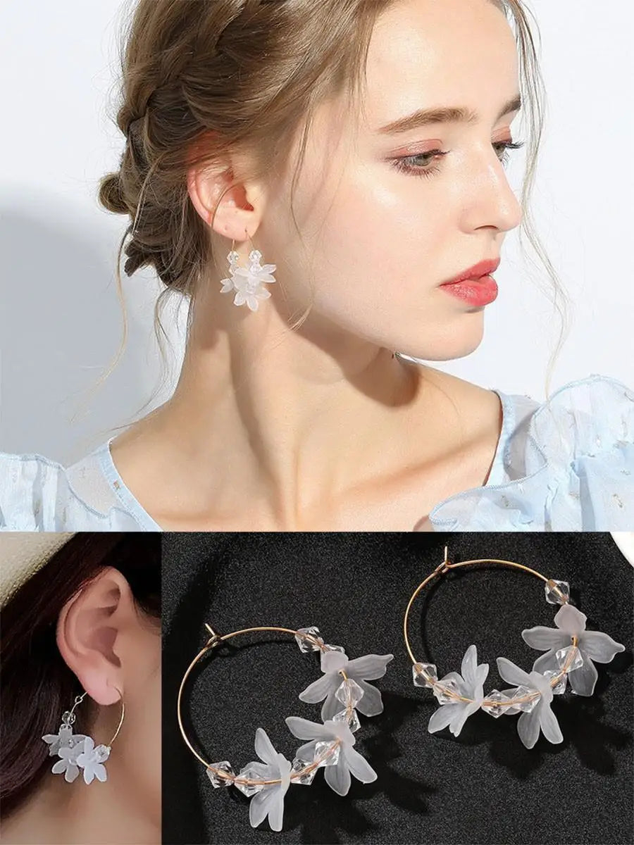 Sweet Elegant Contrast Flower Drop Earrings For Women