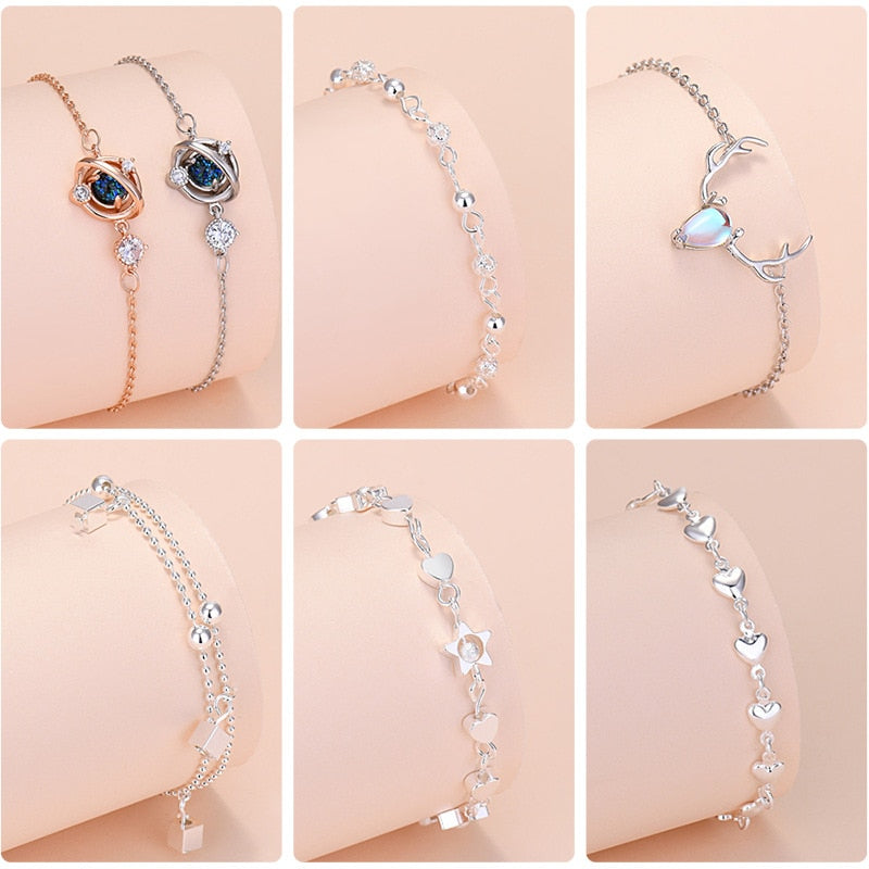 925 Sterling Silver Charm Bracelet For Women