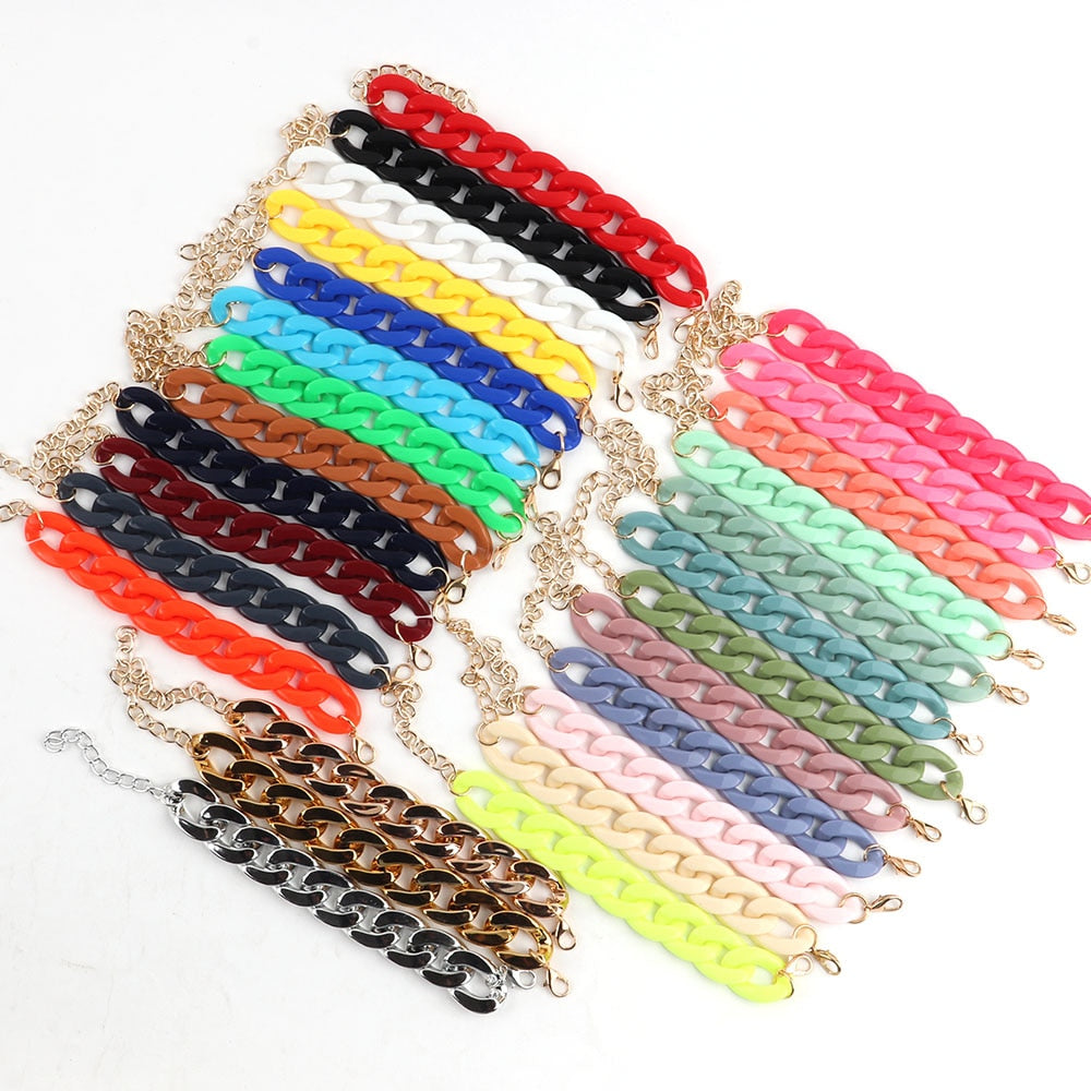 Bohemian Multi color Resin Chain Bracelets