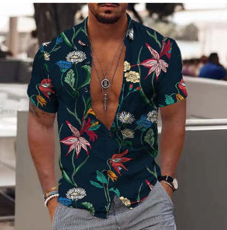 Floral Cardigan – Short Sleeve Four-Sided Elastic Design