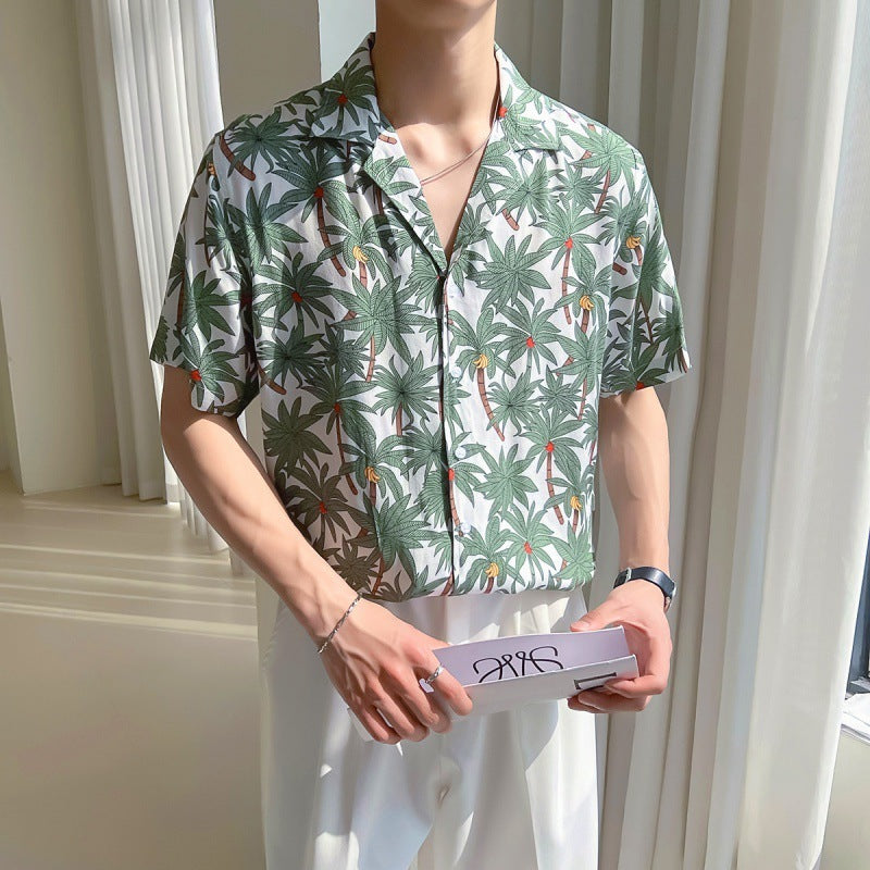 Cuban Collar Loose Shoulder Shirt