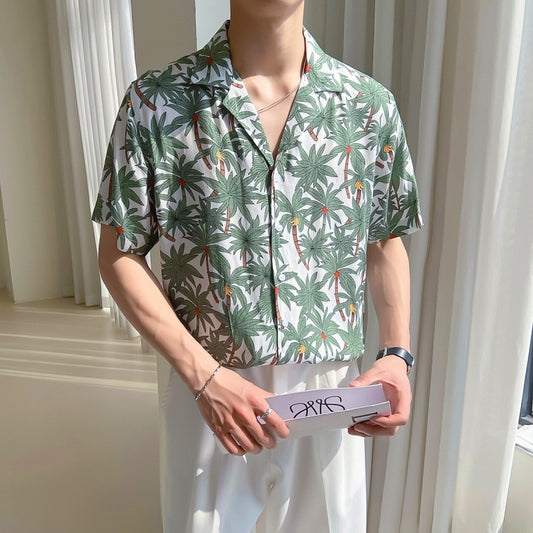 Cuban Collar Loose Shoulder Shirt