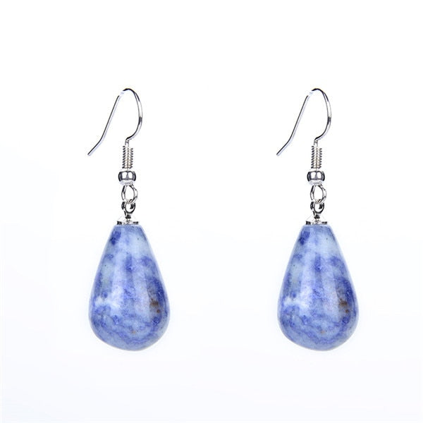 Natural Stone Tear Water Drop Beads Pendant Dangle Earring