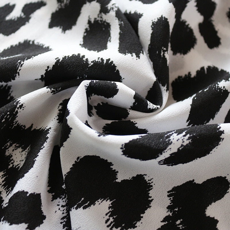 Leopard Print V-Neck Blouse/Chiffon Blouse Long Sleeve Lady Office Shirt