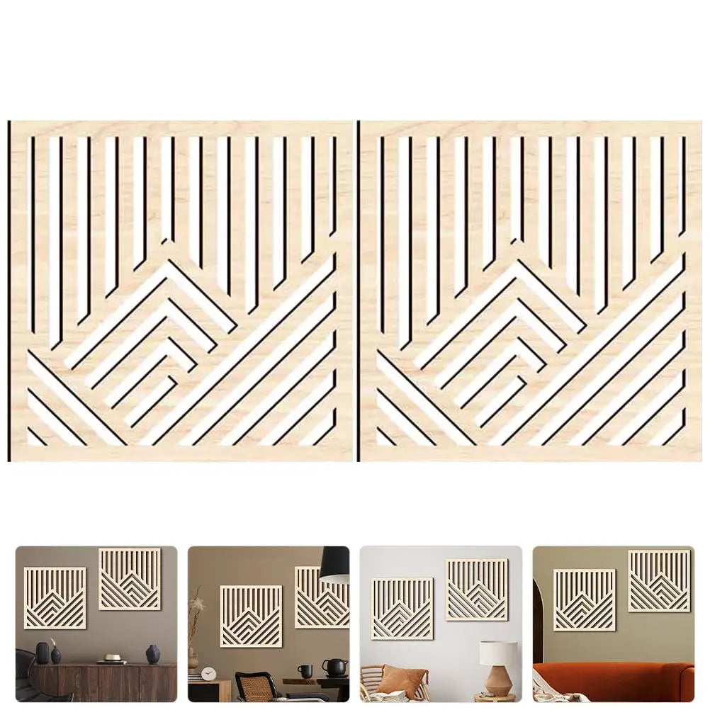 2pcs Wooden Hollow Line Wall Panels