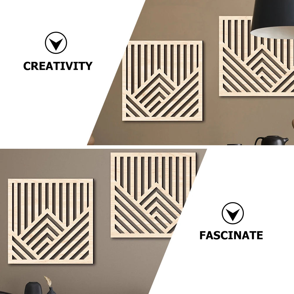 2pcs Wooden Hollow Line Wall Panels