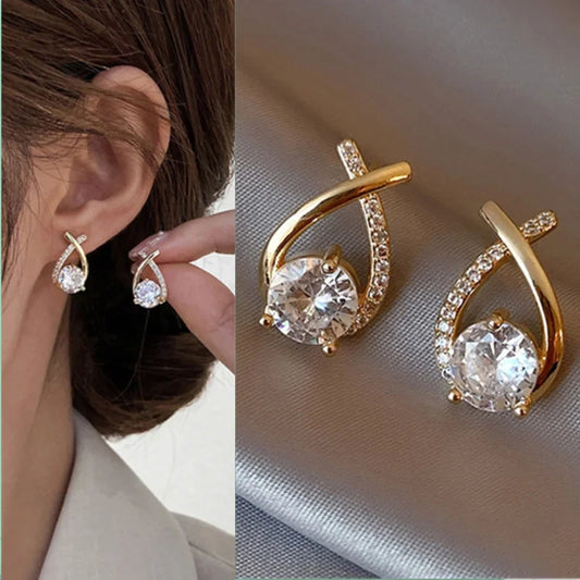 Cross Micro Zircon Korean Shiny Crystal Earrings
