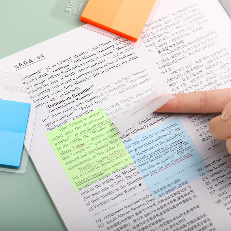 50 Sheets Transparent Waterproof Sticky Notes Pad