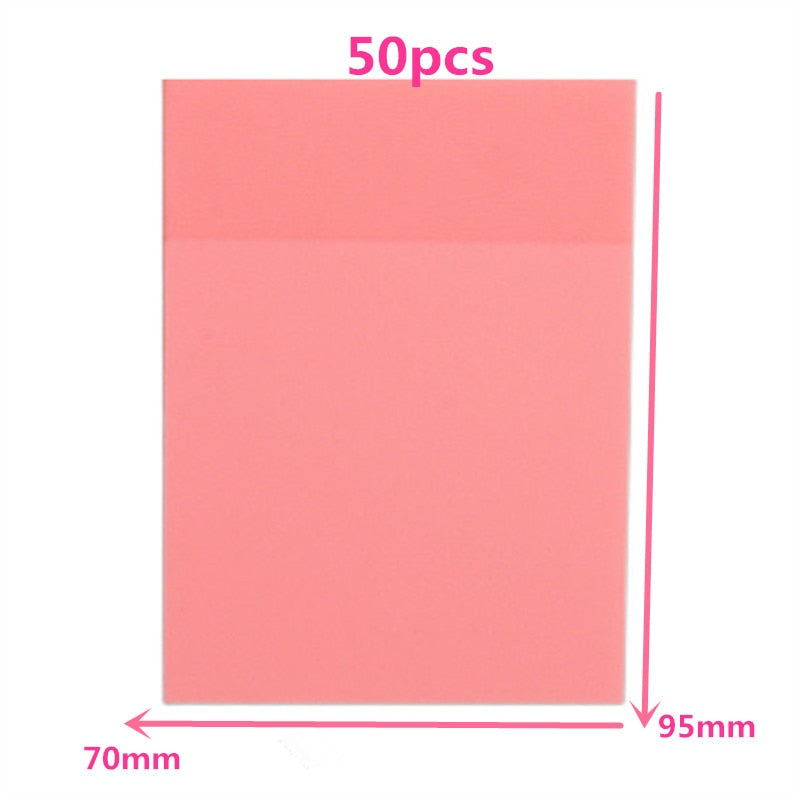 Transparent Memo Pad Sticky Notes 50 Sheets Colorful