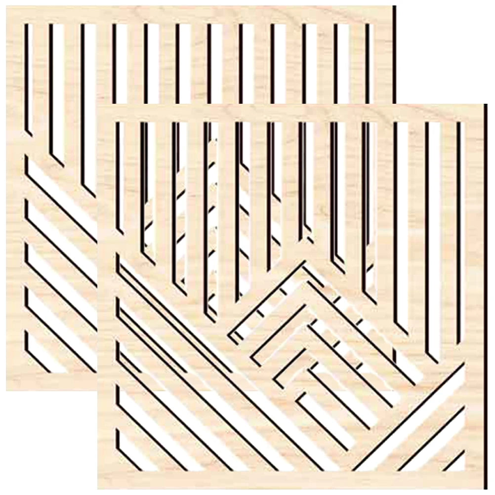 2pcs Wooden Hollow Line Wall Panels
