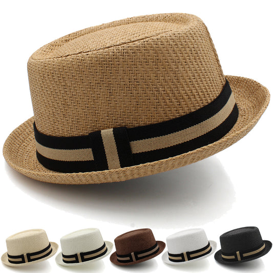 Unisex Casual Flat-Top Straw Hat