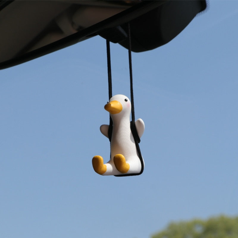 Gypsum Cute Anime Car Accessorie, Swing Duck Pendant, Auto Rearview Mirror Ornaments