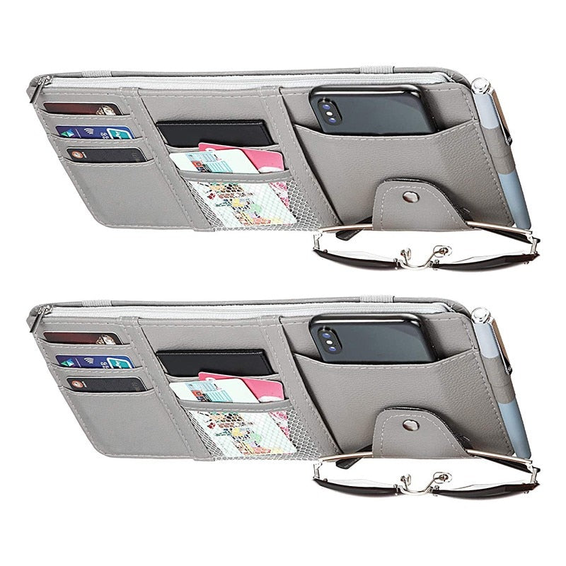 Auto Sun Visor Storage Pouch, Car Organizer Sunglasses Holder