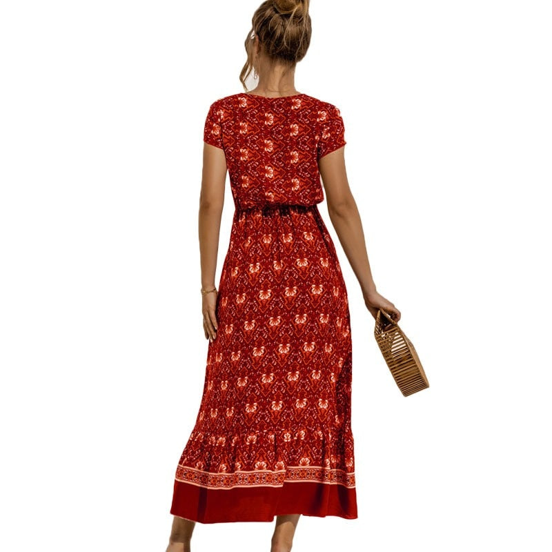 Viscose Women Summer Boho Dress, Bohemian Maxi