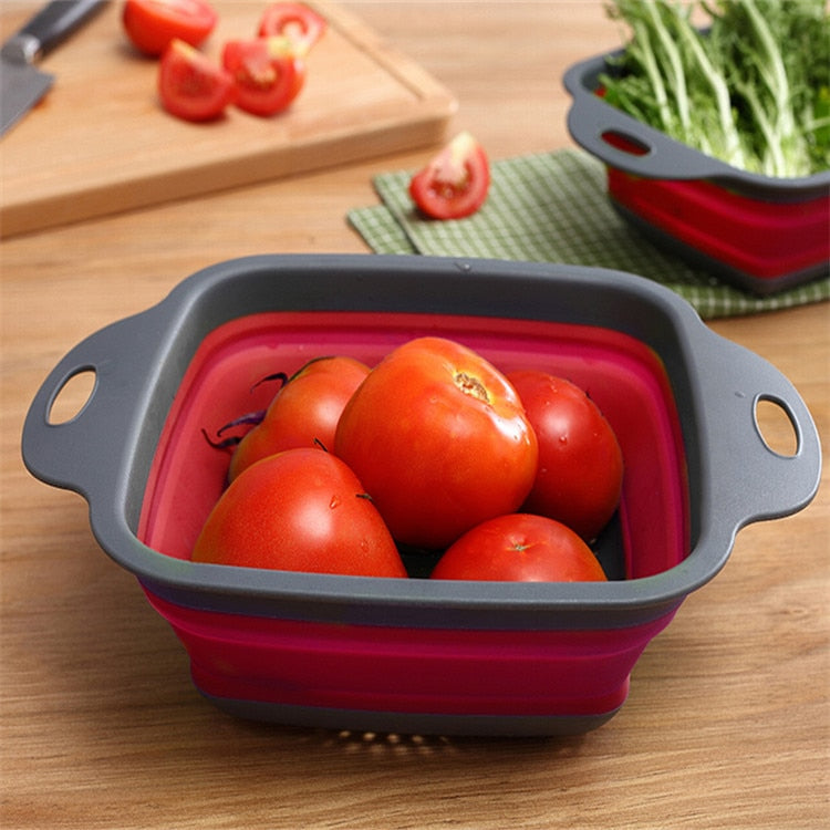 Silicone Folding Drain Basket, Fruit Vegetable Washing Basket