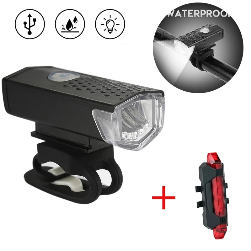 Bike Front Lights USB LED, Rechargeable Waterproof  Mountain Bike Headlight, Bicycle Safety Warning Light