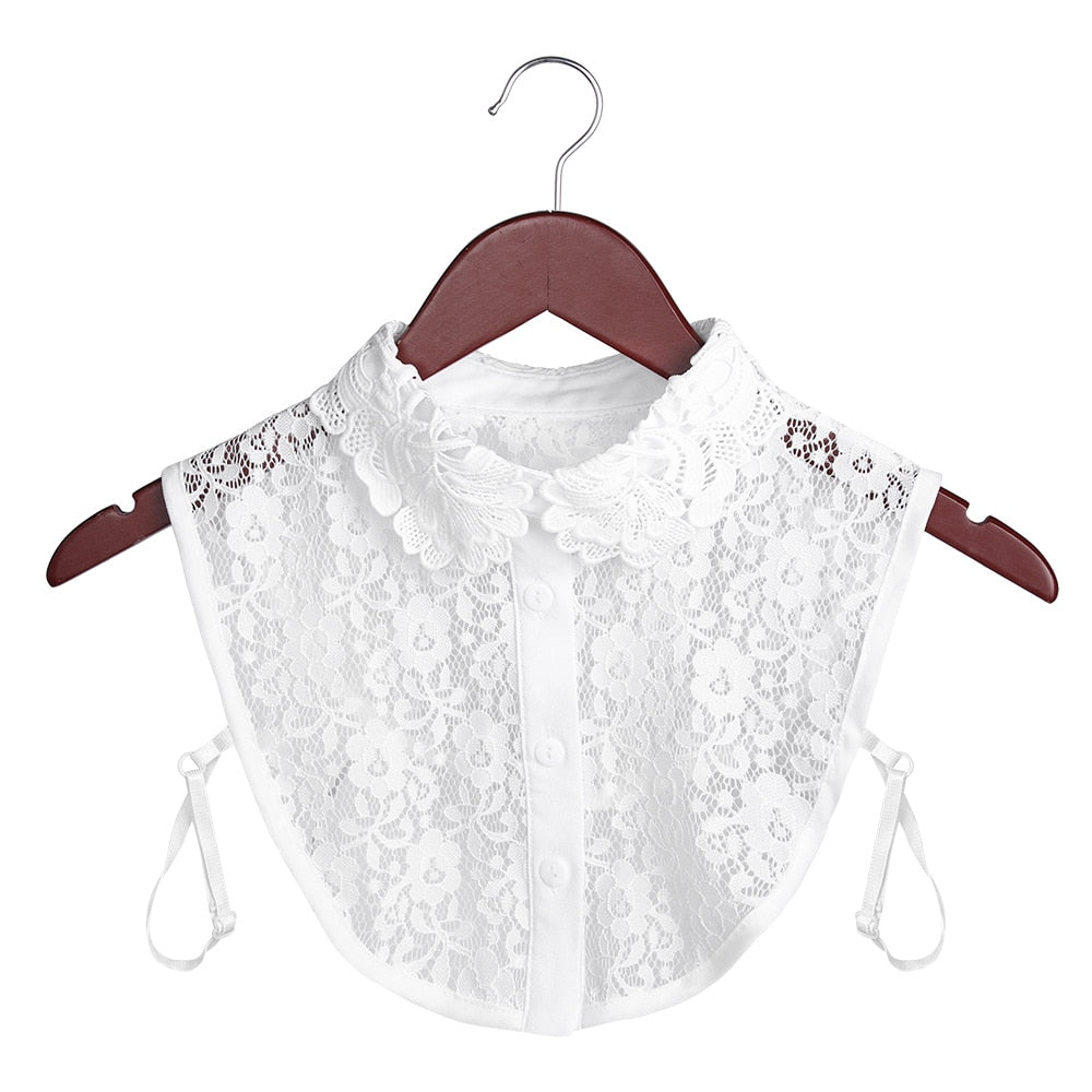 Women Cotton Lace Fake Collar Blouse