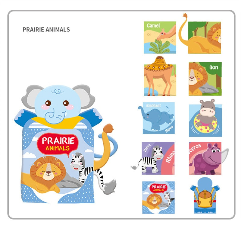 Hand Puppet Fabric Books, Newborn Baby Educational Cloth Book, Kids Early Learning Develop Reading Puzzle Book Toys