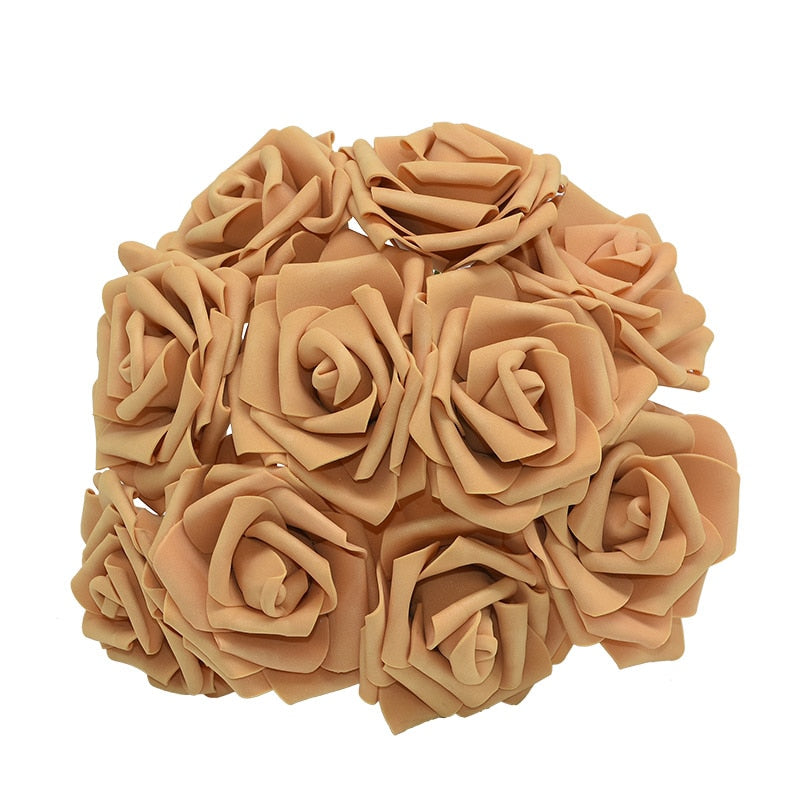 10/20/30Pcs 8cm Artificial PE Foam Rose Flowers Bridal Bouquets
