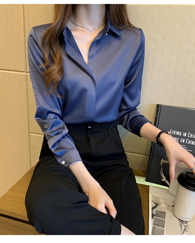 Silk Women's Shirt Long Sleeve Fashion Woman Blouses / Satin Top Female Shirts