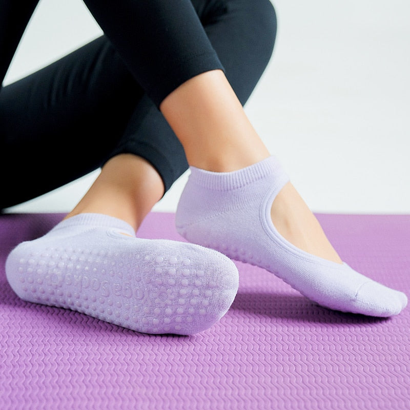 Women High Quality Pilates Socks, Anti-Slip Breathable Backless Yoga Socks