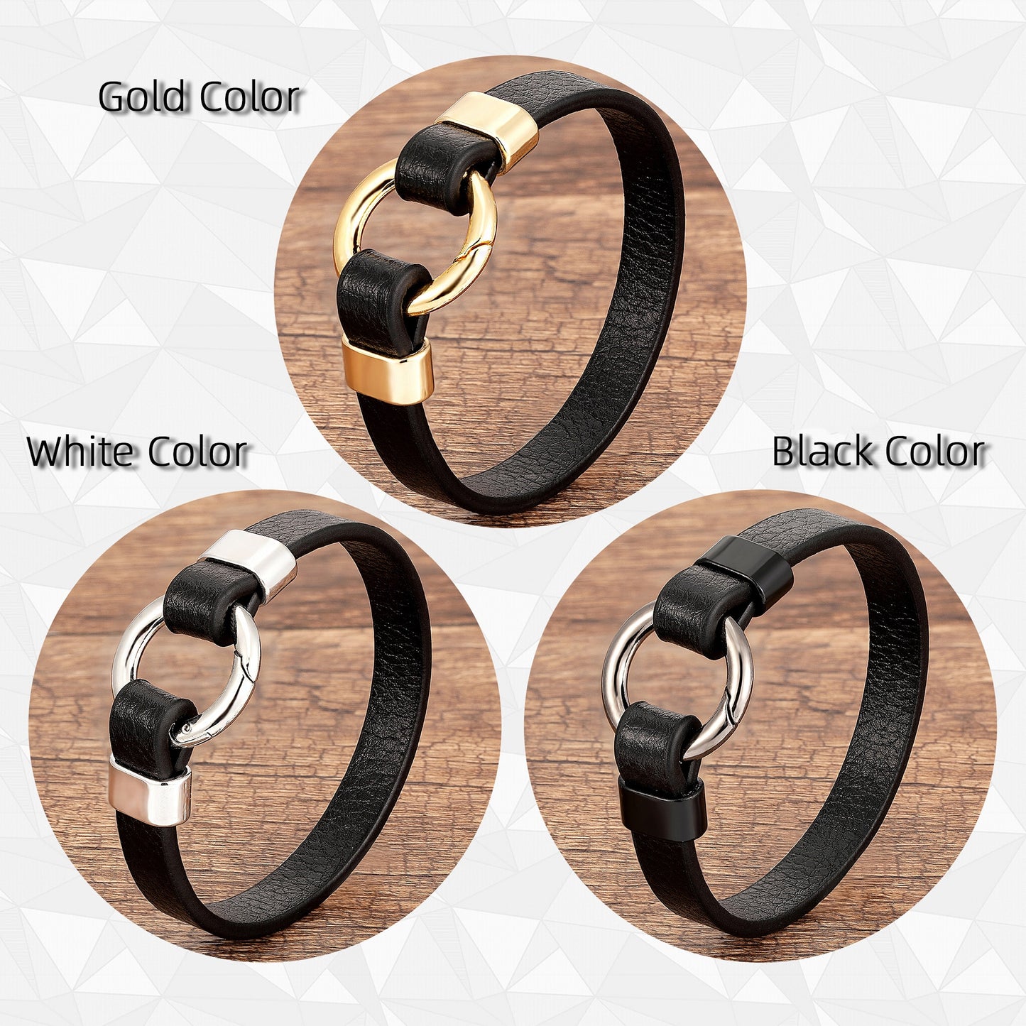 Leather Men's Gold Color with Metal Bracelet For Women Male