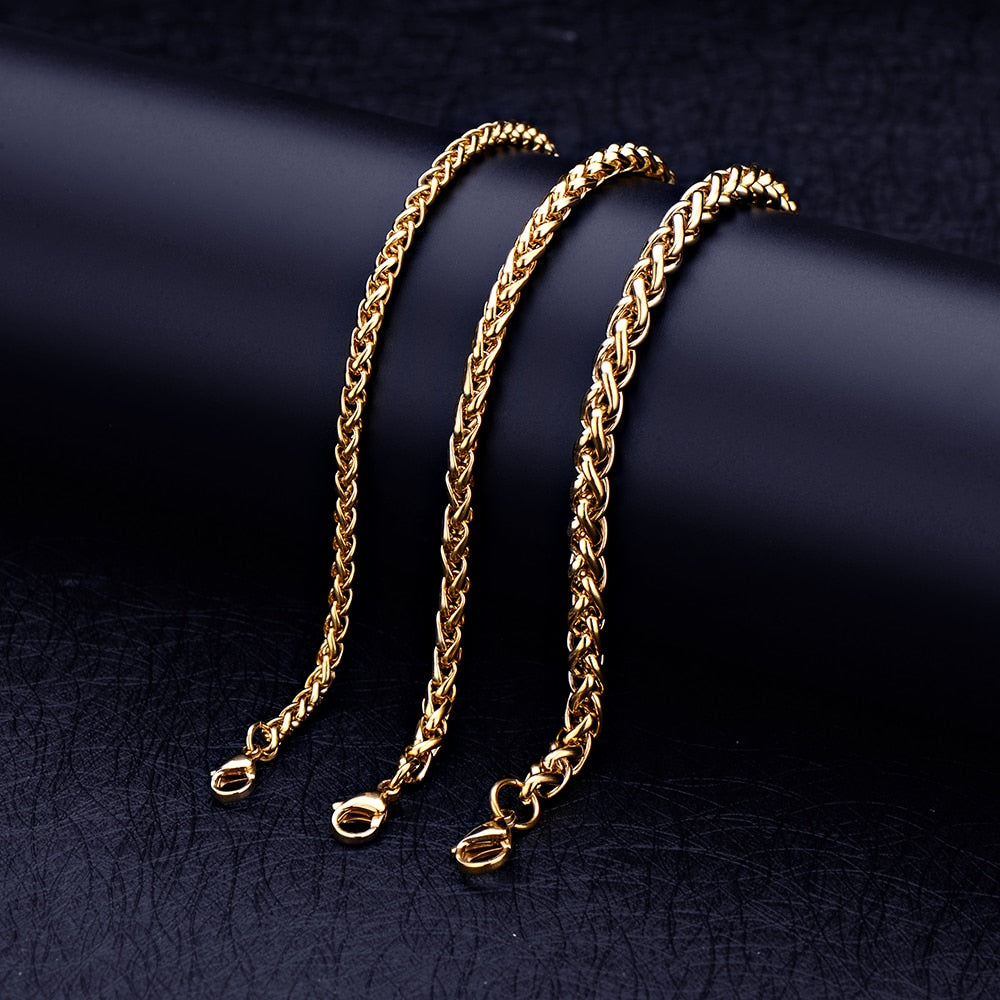 Stainless Steel Plated Gold Keel Chain Bracelet