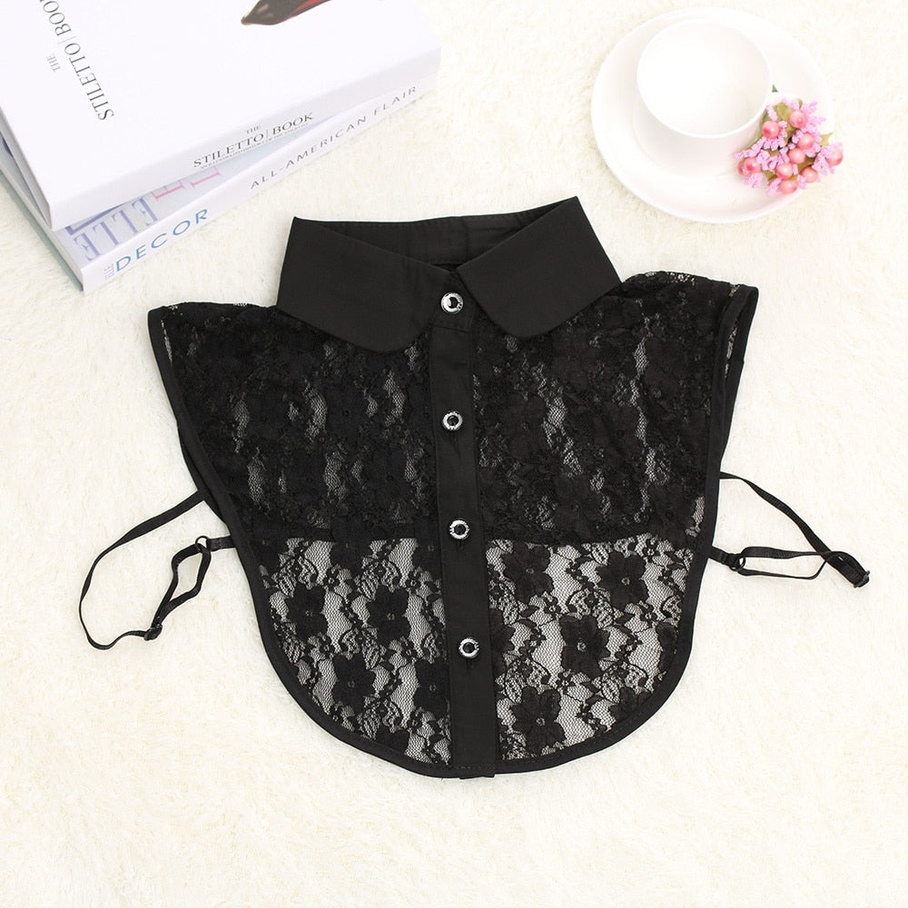 Women Cotton Lace Fake Collar Blouse