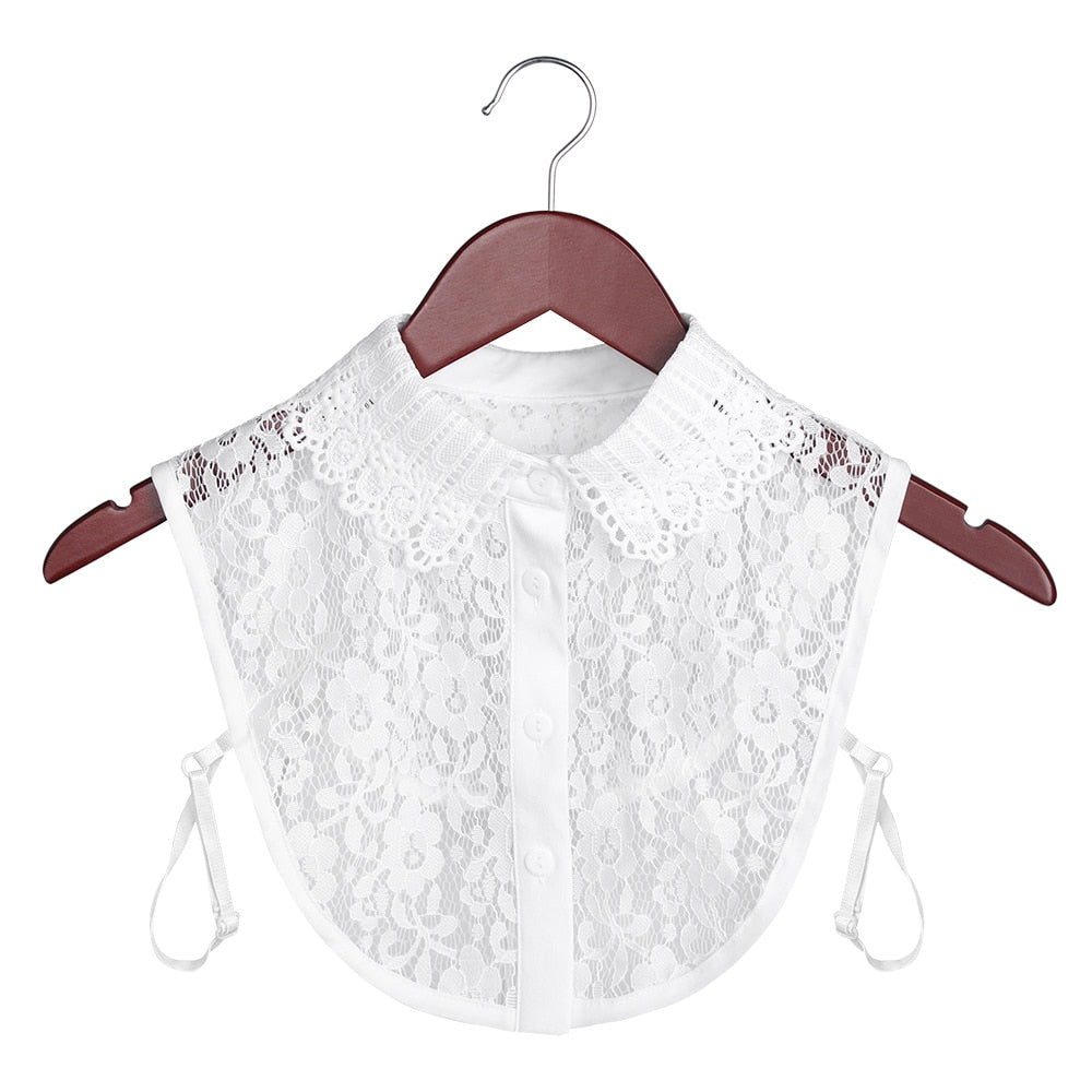 Women Cotton Lace Fake Collar Blouse