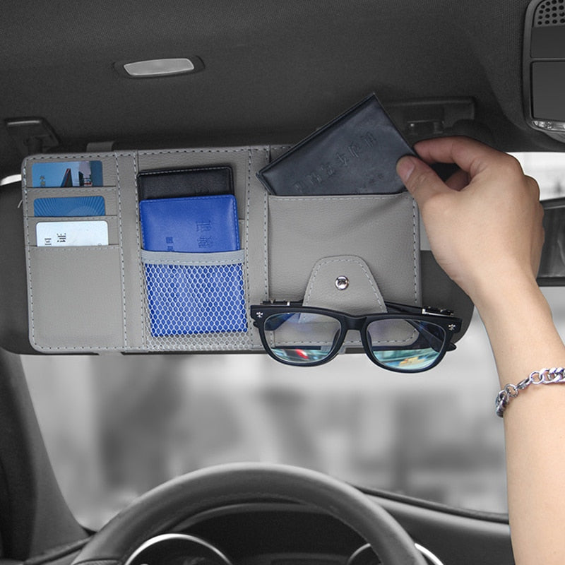 Auto Sun Visor Storage Pouch, Car Organizer Sunglasses Holder