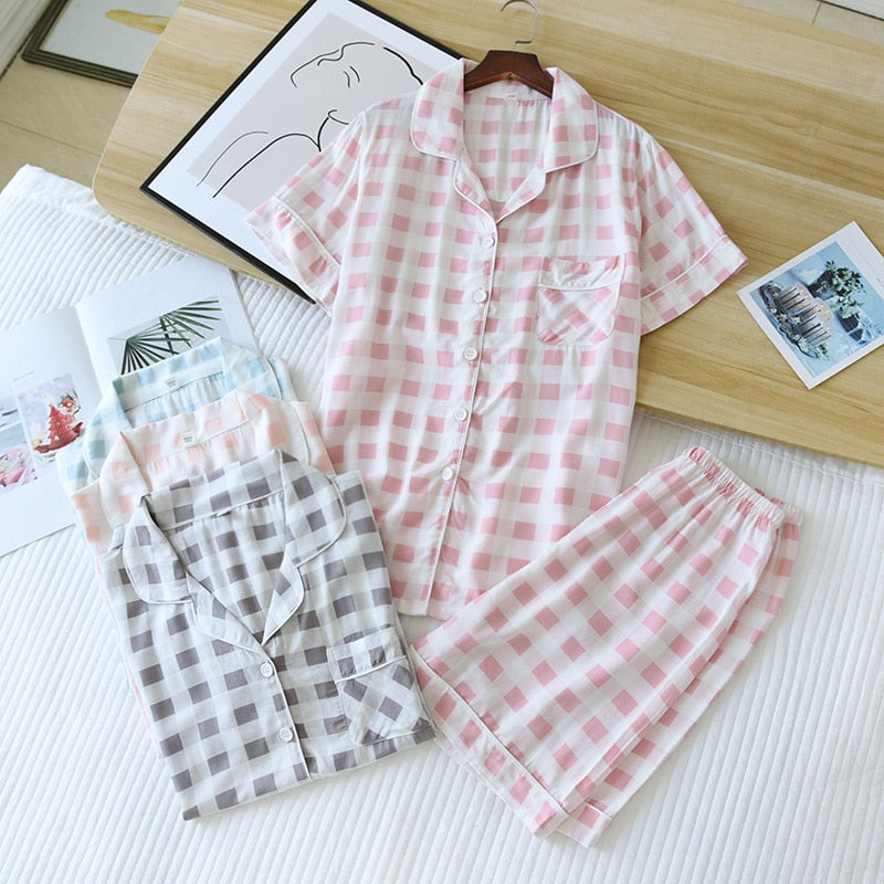 Summer new pajamas, short-sleeved shorts large floral print pajamas for women