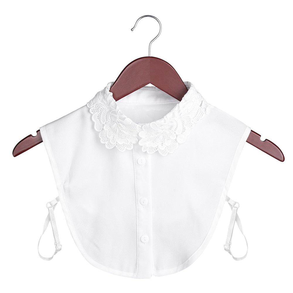 Women Cotton Lace Fake Collar Blouse