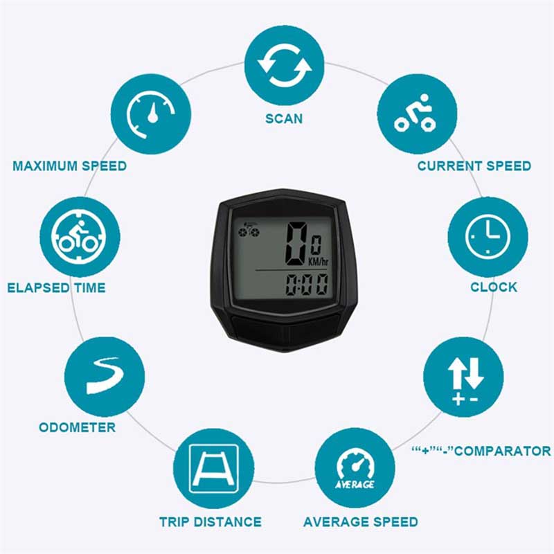 1PCS Waterproof Wired Digital Bike Ride Speedometer, Odometer Bicycle Cycling Speed Counter Code Table