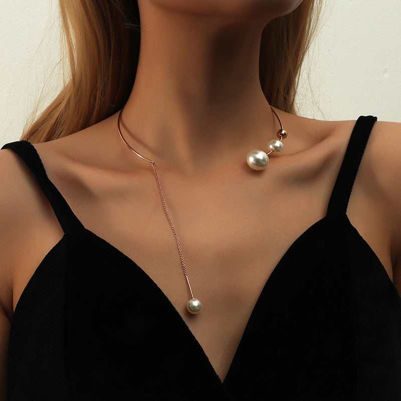 Imitation Pearl Choker Necklace