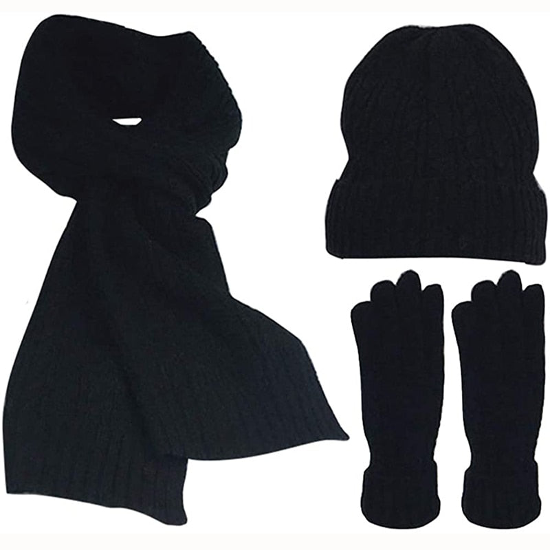 Women's Scarf Sets, Winter Knitted Hat Scarf Gloves