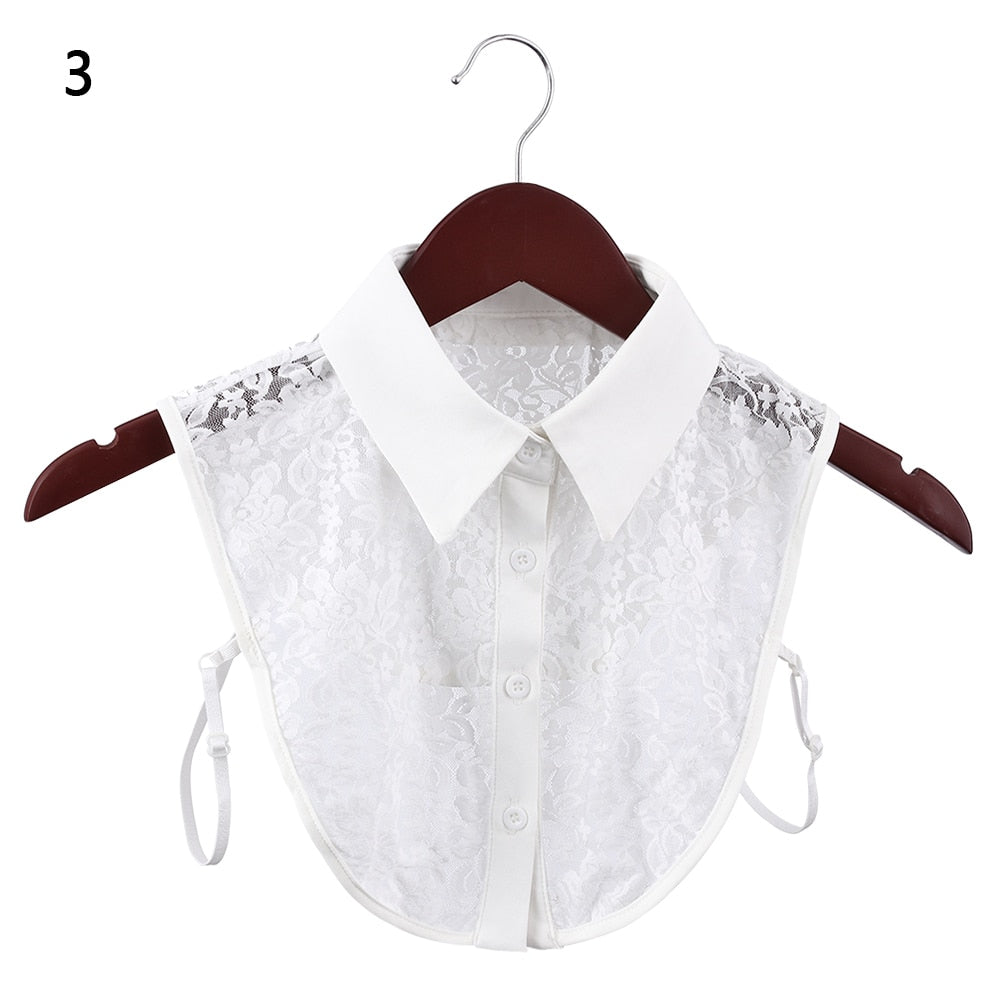 Women Cotton Lace Fake Collar Blouse