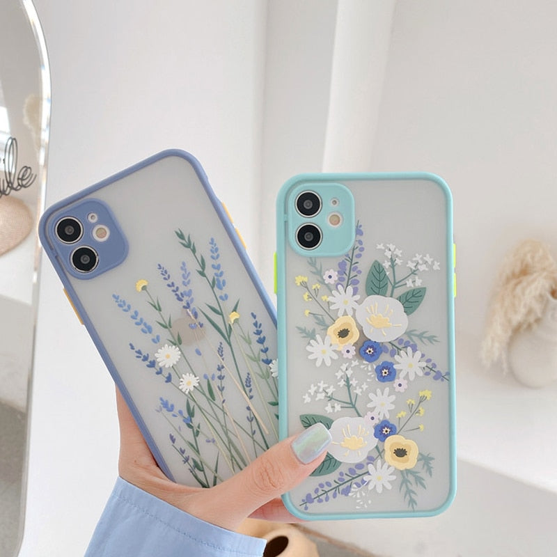 Flower Matte Transparent Phone Case