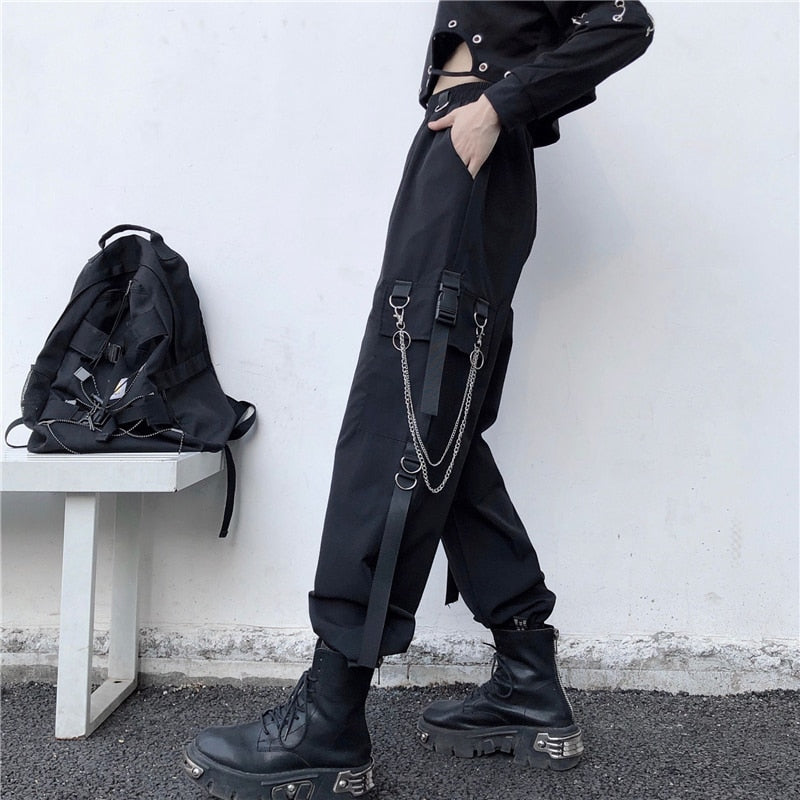 Women Cargo Pants/Harem Pants/Punk Pockets Jogger Trousers