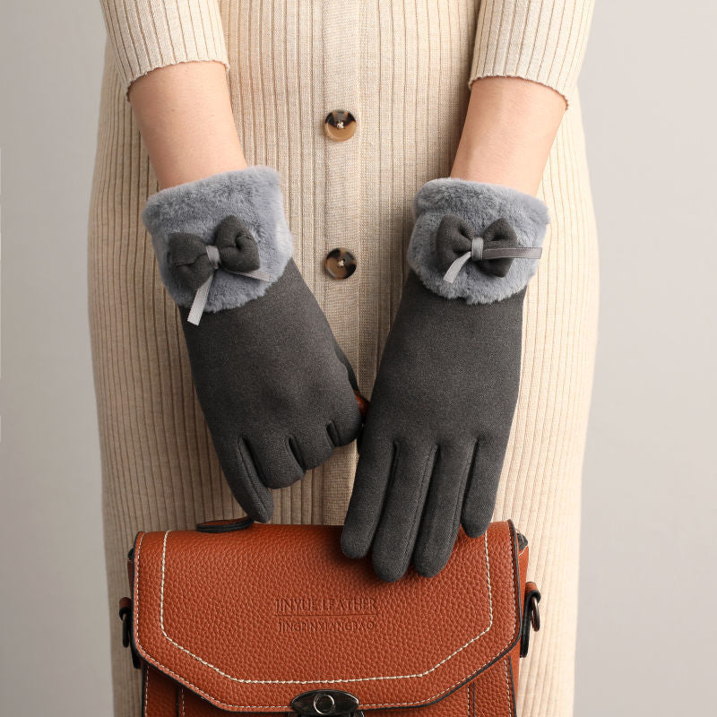 Winter Non-Inverted Velvet Cashmere Full Finger Warm Lace Gloves