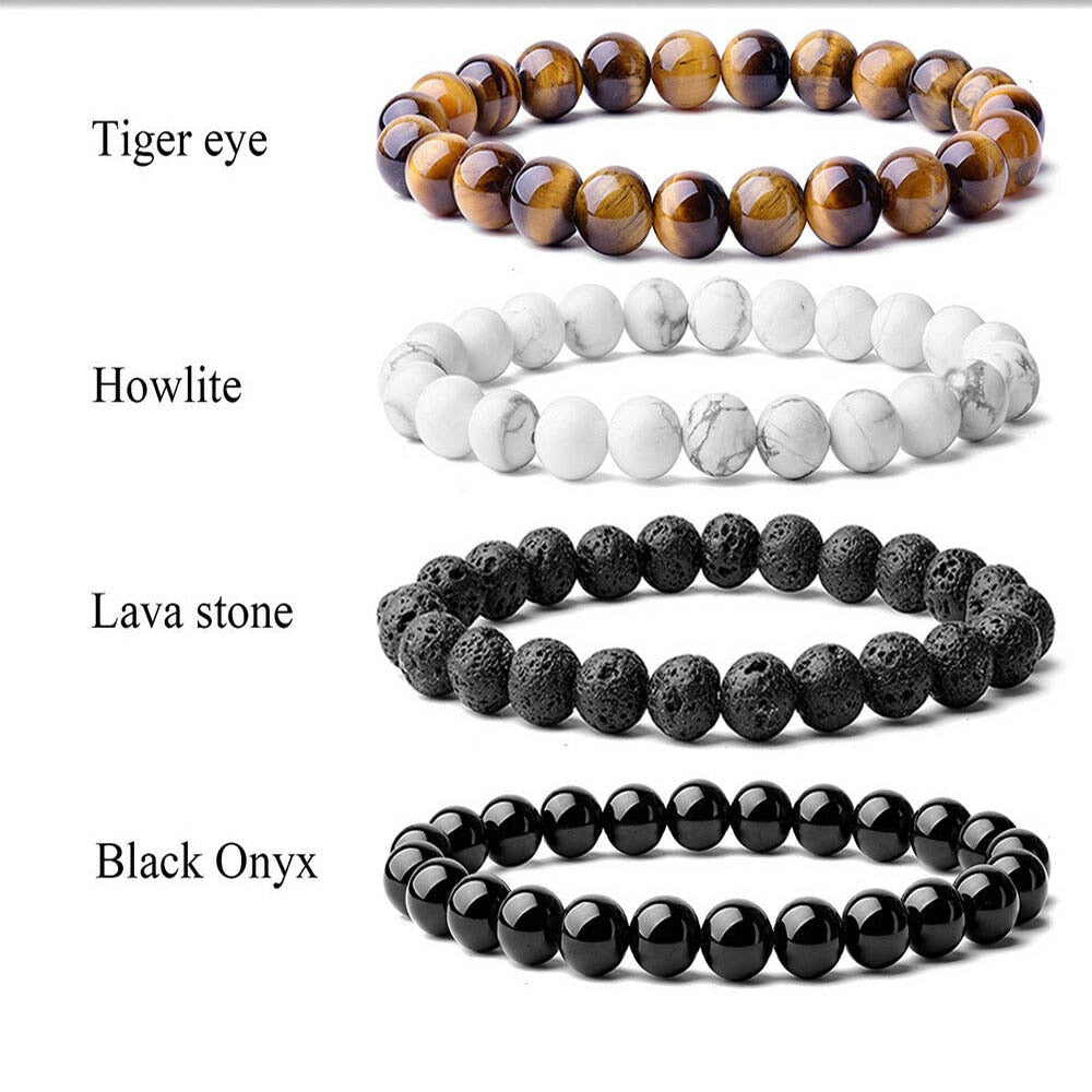 Beaded Bracelet, Natural Stone Beads  Women Men Tiger Eye Bracelets