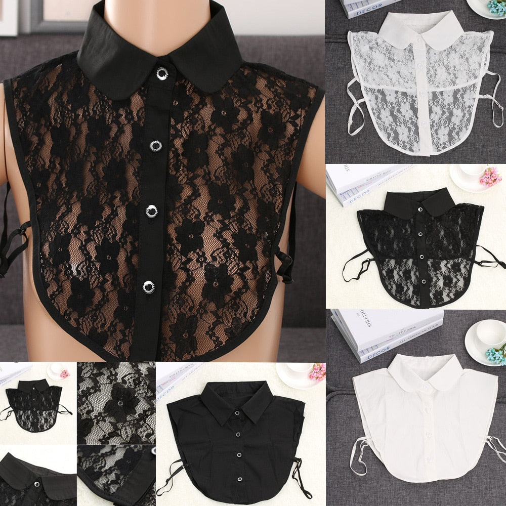 Women Cotton Lace Fake Collar Blouse