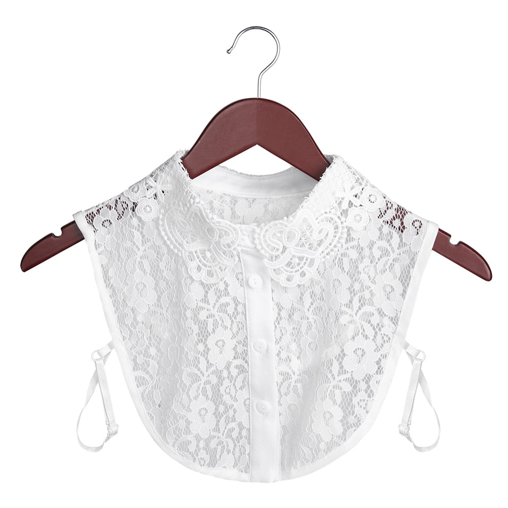 Women Cotton Lace Fake Collar Blouse