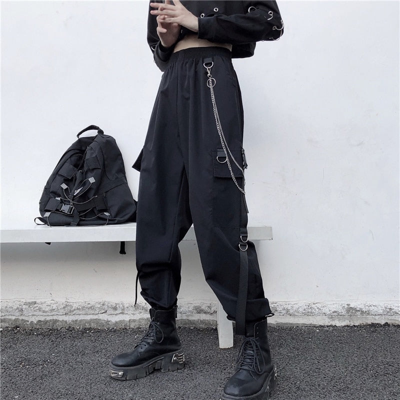 Dam Cargo Byxor/Harem Byxor/Punk Pockets Jogger Byxor