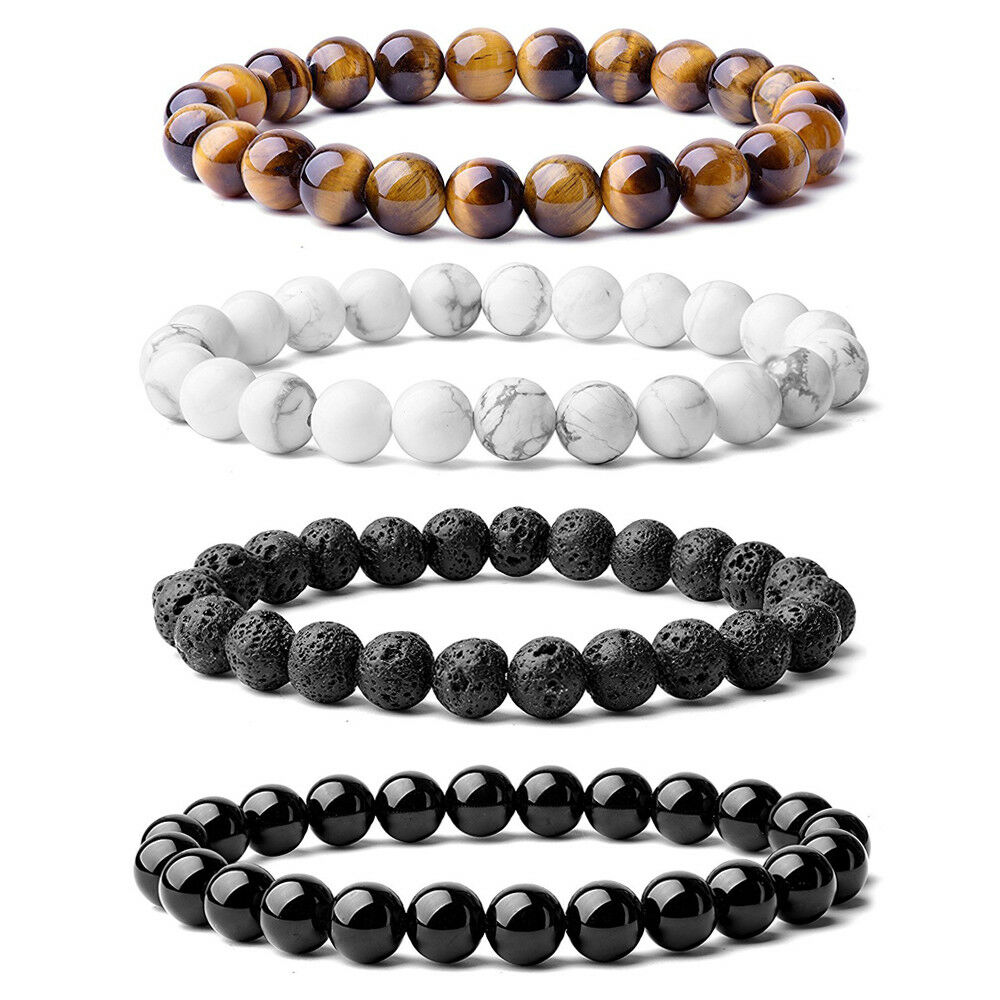 Beaded Bracelet, Natural Stone Beads  Women Men Tiger Eye Bracelets