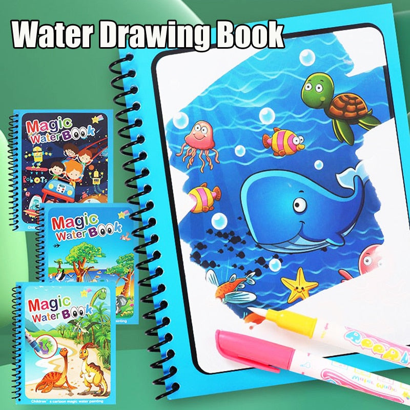 Montessori Toys, Reusable Coloring Book, Magic Water Drawing Book for kid's