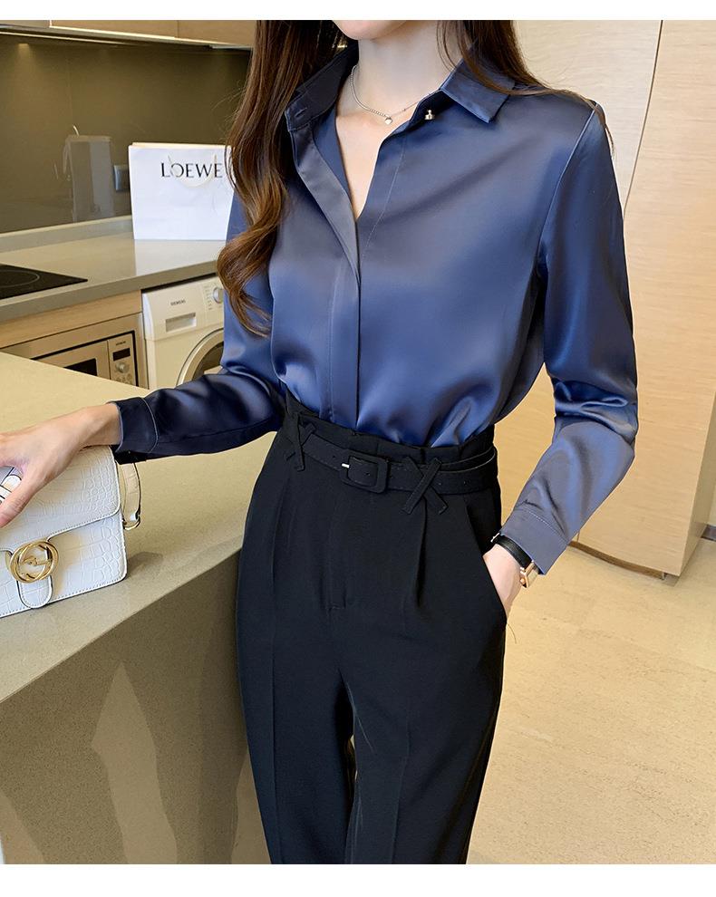 Silk Women's Shirt Long Sleeve Fashion Woman Blouses / Satin Top Female Shirts