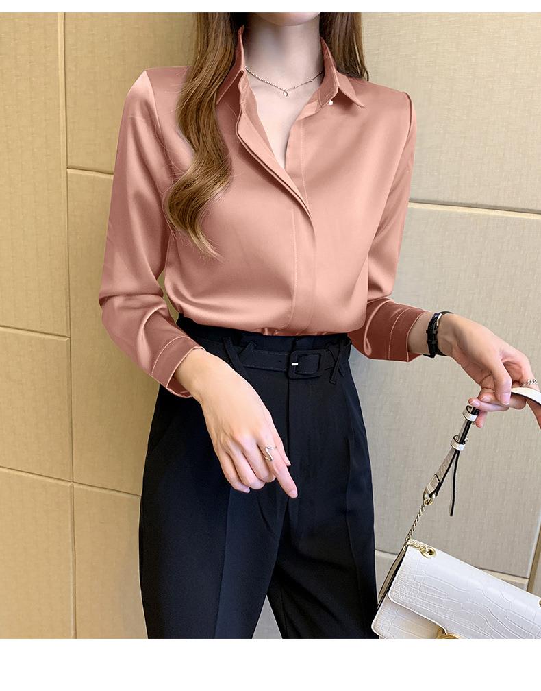 Silk Women's Shirt Long Sleeve Fashion Woman Blouses / Satin Top Female Shirts