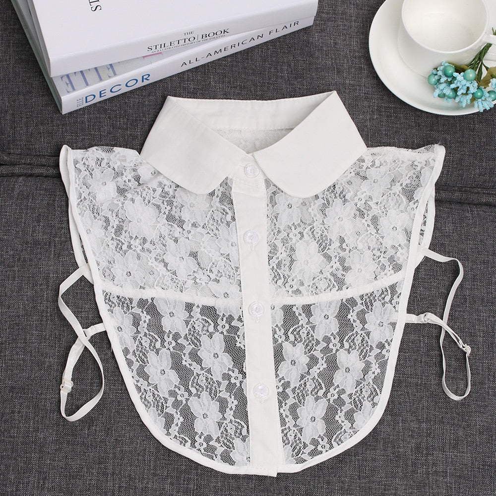 Women Cotton Lace Fake Collar Blouse