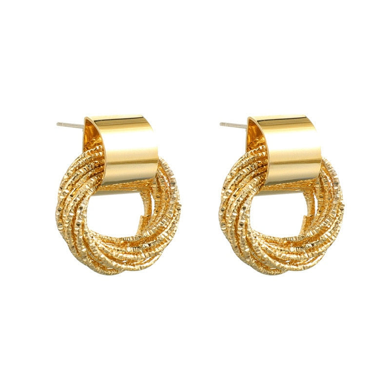 Metallic Gold Color Pendant Earrings