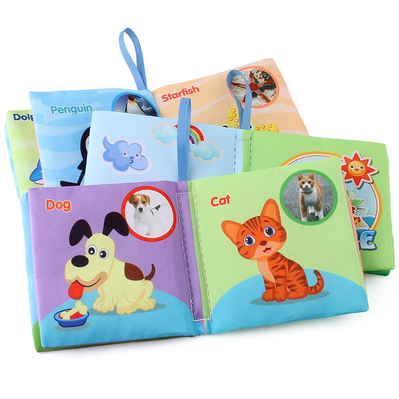 Hand Puppet Fabric Books, Newborn Baby Educational Cloth Book, Kids Early Learning Develop Reading Puzzle Book Toys